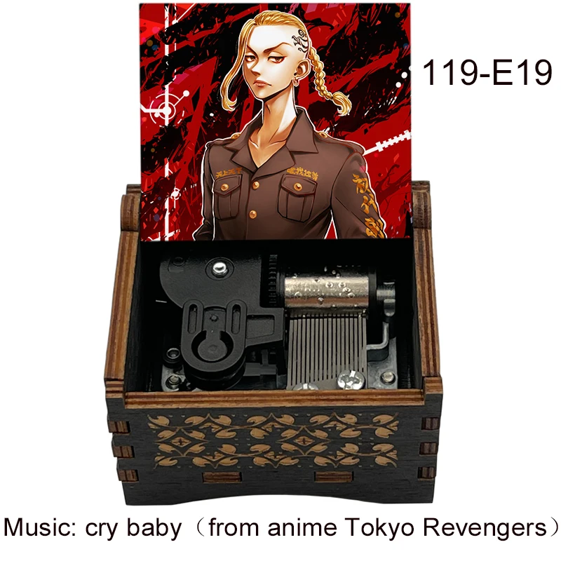 Color Print Anime Tokyo Revengers Figure Music Cry Baby Wood Mechanical Music Box for Anime Friends Birthday Children Fans Gift