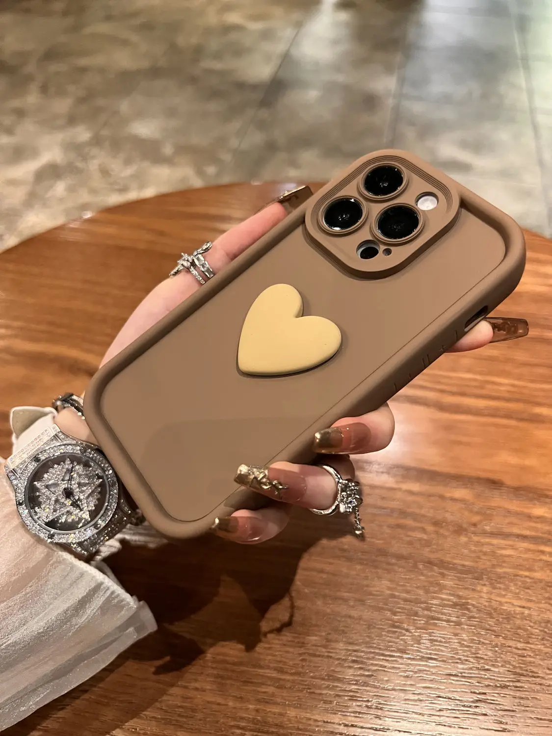 Coque de téléphone mignonne en forme de cœur d'amour 3D, étui en Silicone TPU souple antichoc pour 11 13 12 14 Pro Max 15 Plus, Protection d'appareil photo_voghion.com