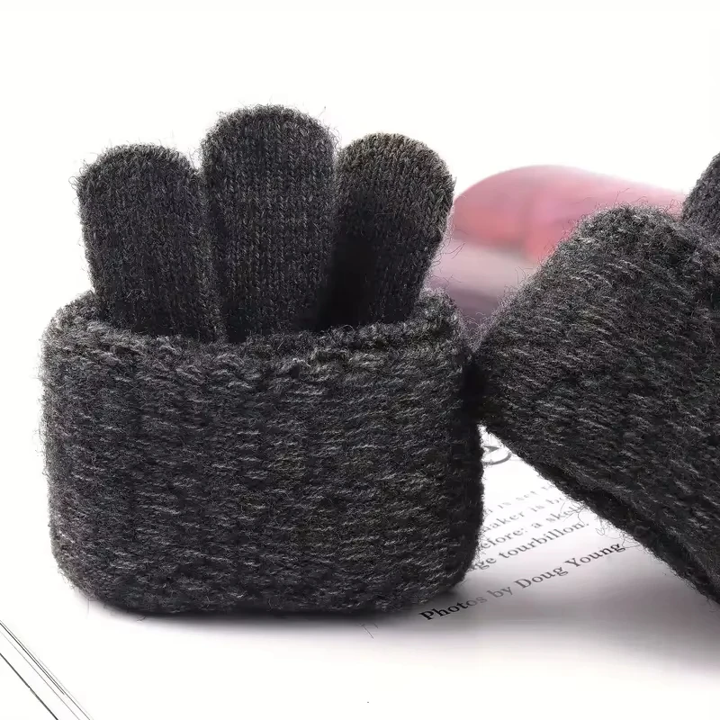 Warm Winter Gloves Women Men Stretch Classical Knit Mittens Wool Full Finger Outdoor Cycling Driving