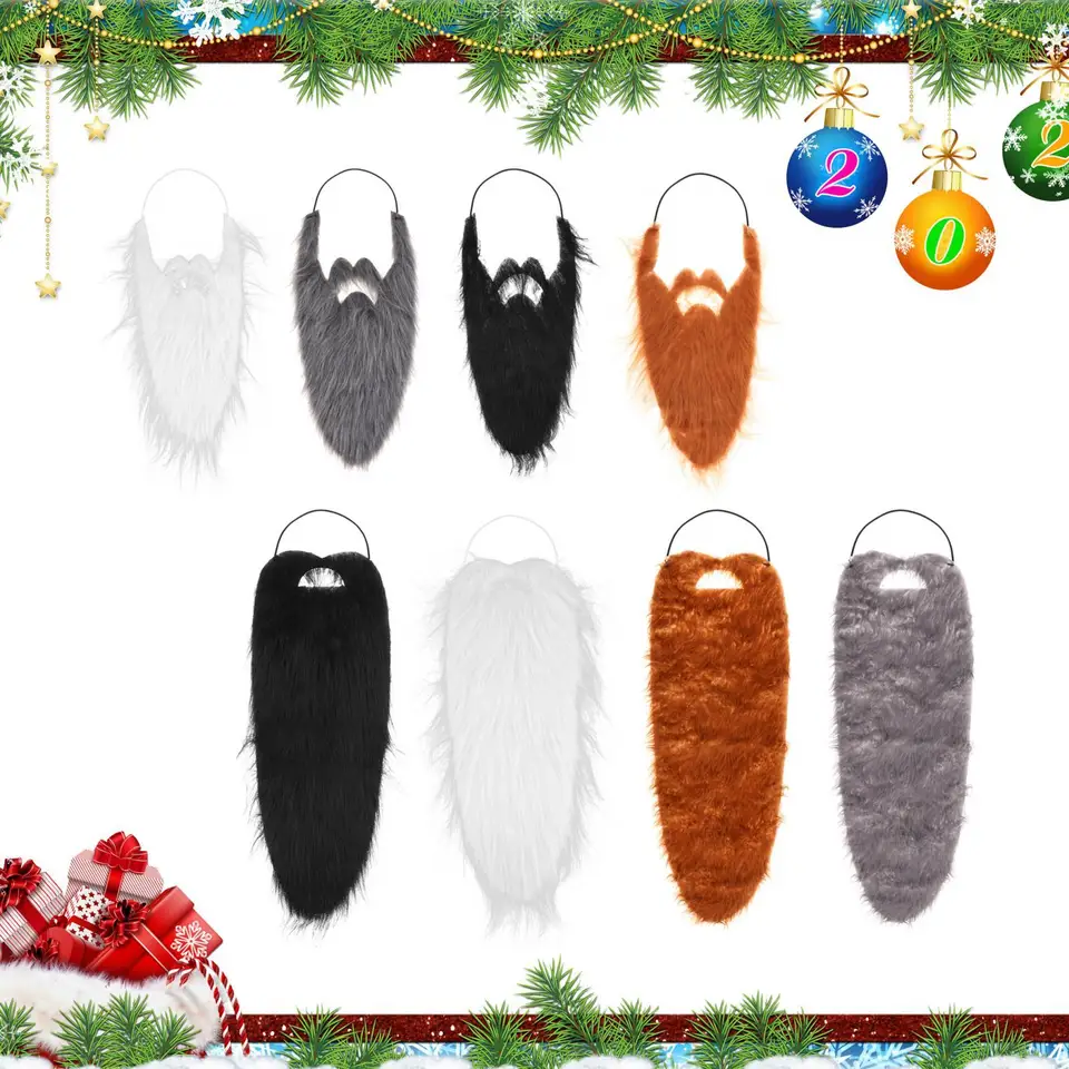 Costume Barba Finta Lunga Per Halloween E Natale: Baffi E Barba In Filo Ad Alta Temperatura, Con Elastico, Colore Nero O Marrone