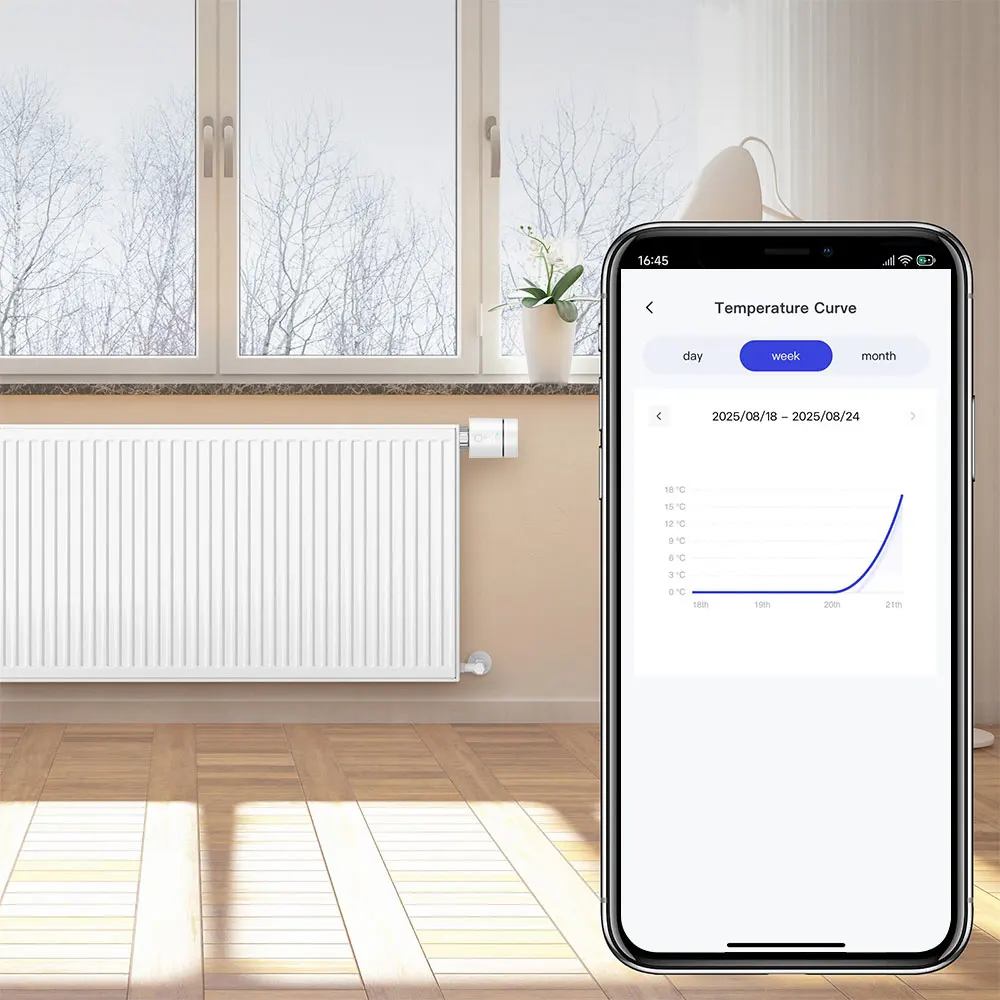 Radiator thermostat temperature history view