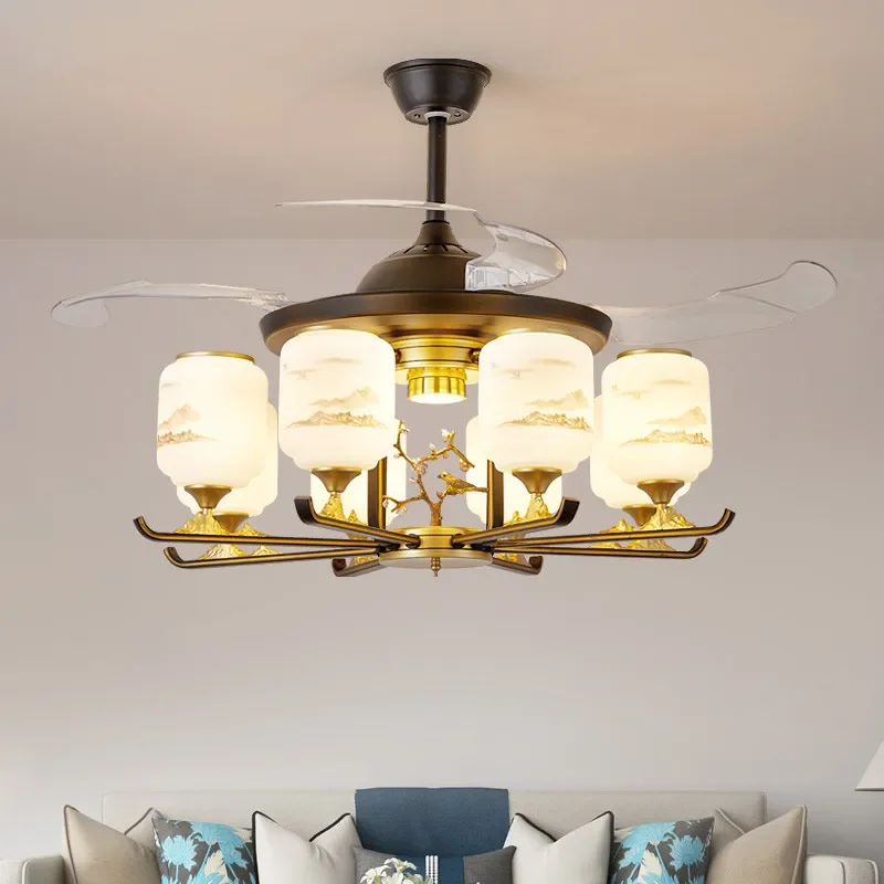 BELLE Modern Stealth Fan Light Luxury Living Room Restaurant Bedroom Ceiling Fan Light Remote LED Electric