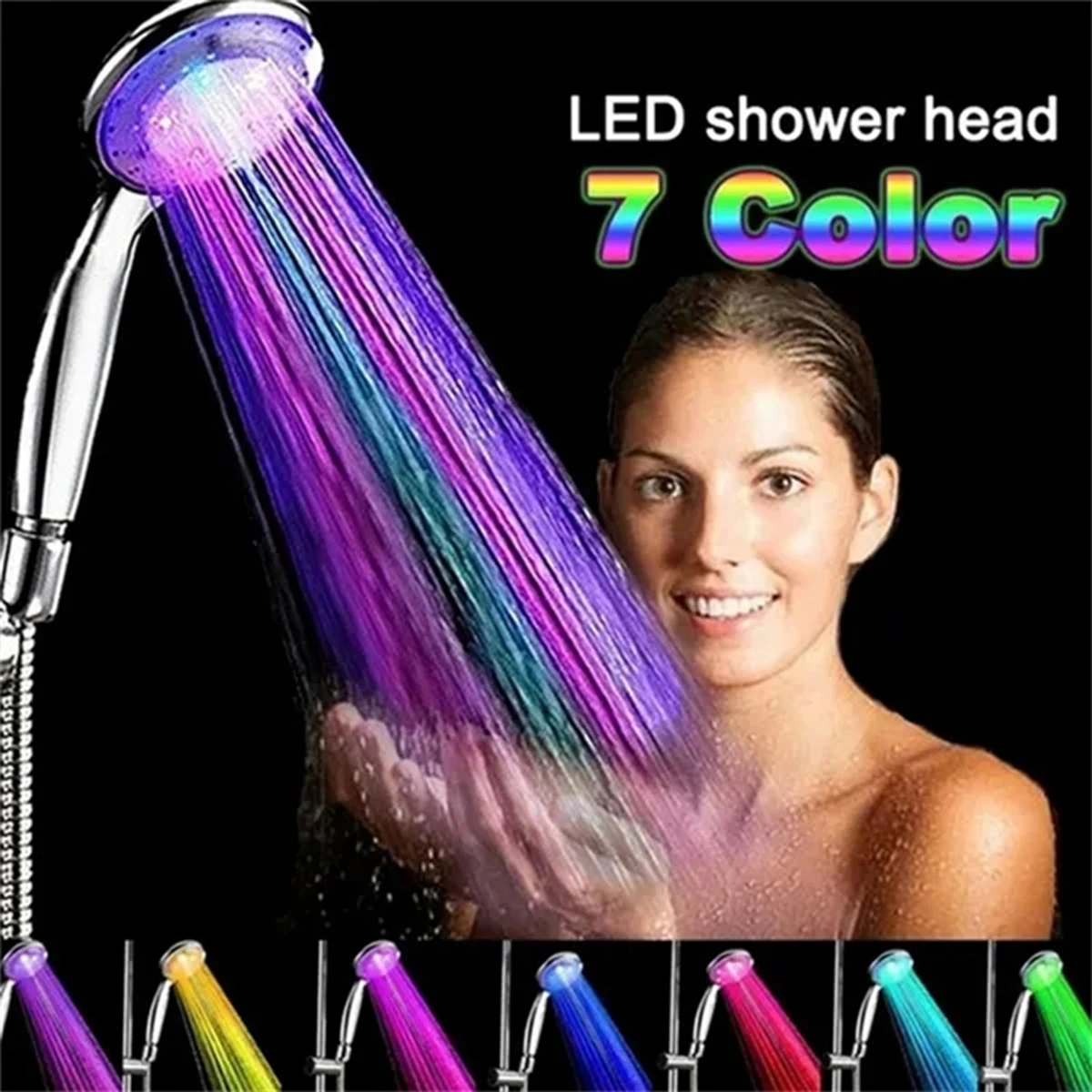 LED7ColorsShowerHeadAutomaticallyColorChangingLEDShowerLightWaterSavingShowerHead