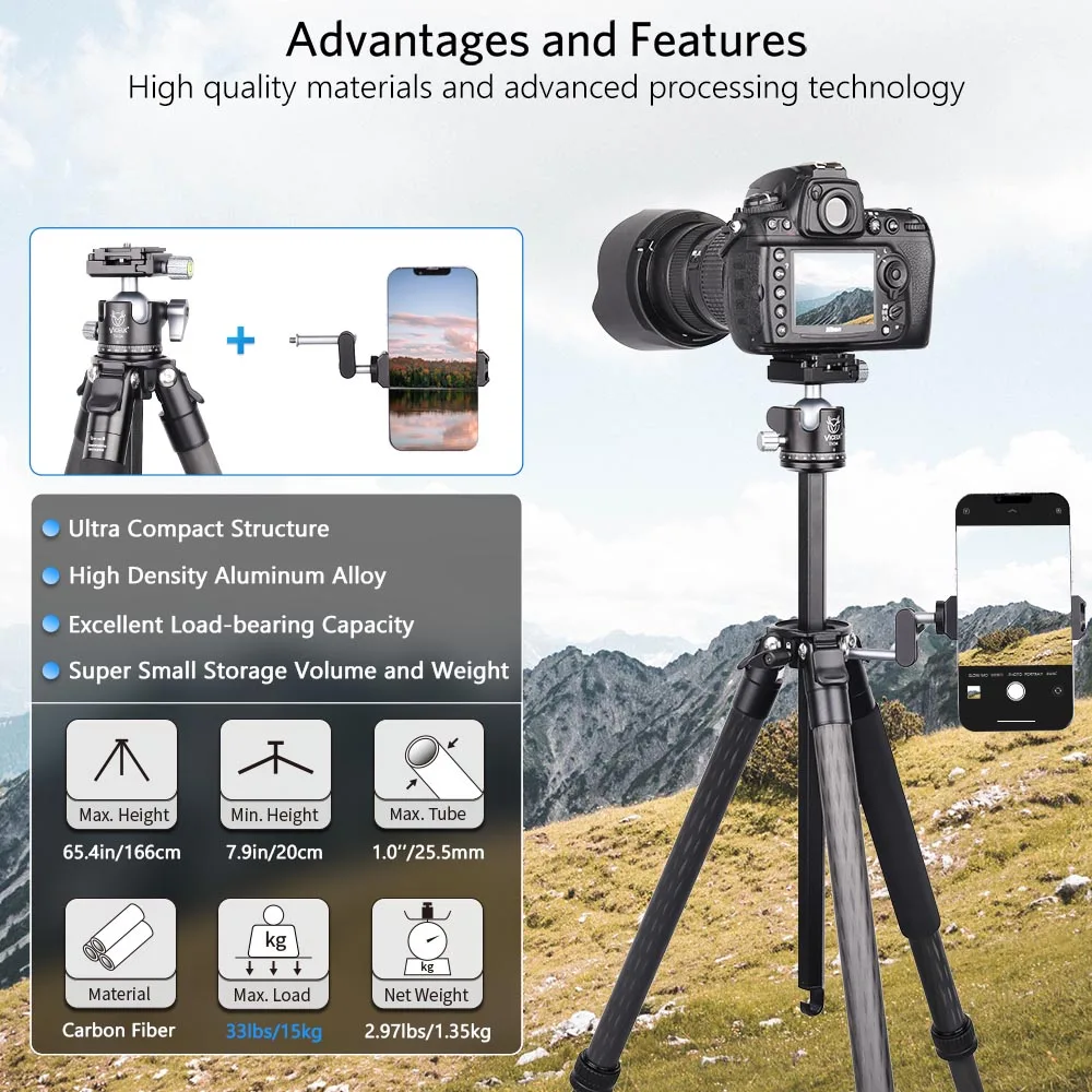 VICELK AT-06C  ź  ﰢ, DSLR ī޶  25.5mm Ʃ   ﰢ   ִ  33lbs/15kg