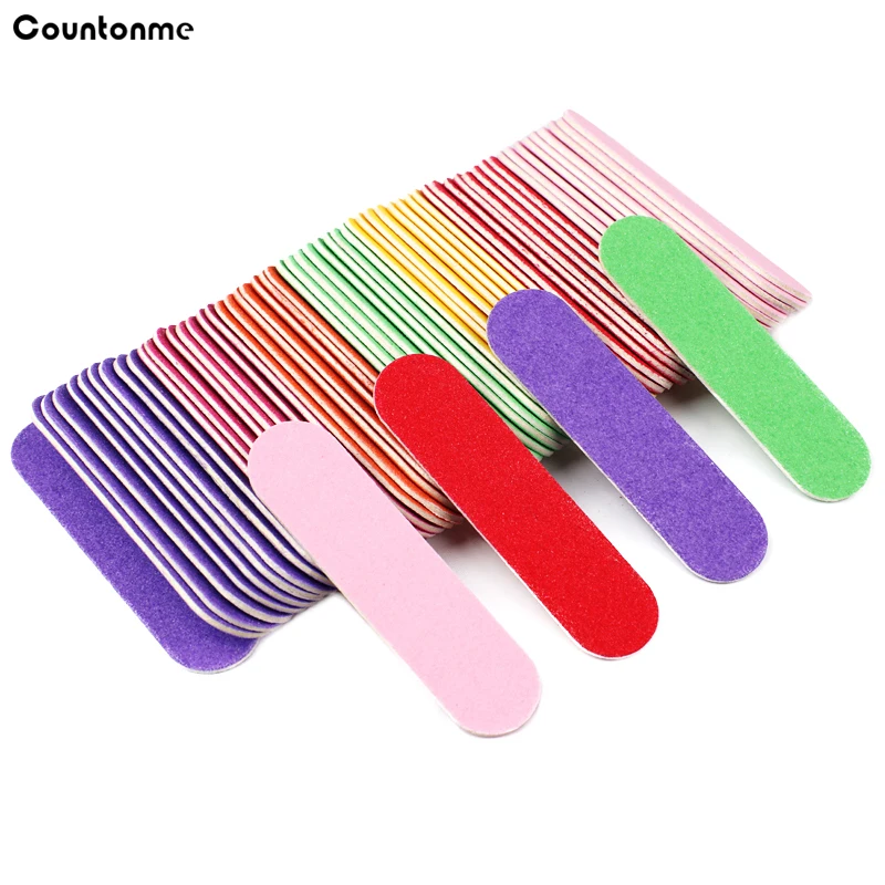 

50/100Pcs Colorful Stick Wooden Nail Art File 6*1.5CM 240Grit Double Sided Sandpaper Disposable Pedicure Manicure Nail Tools