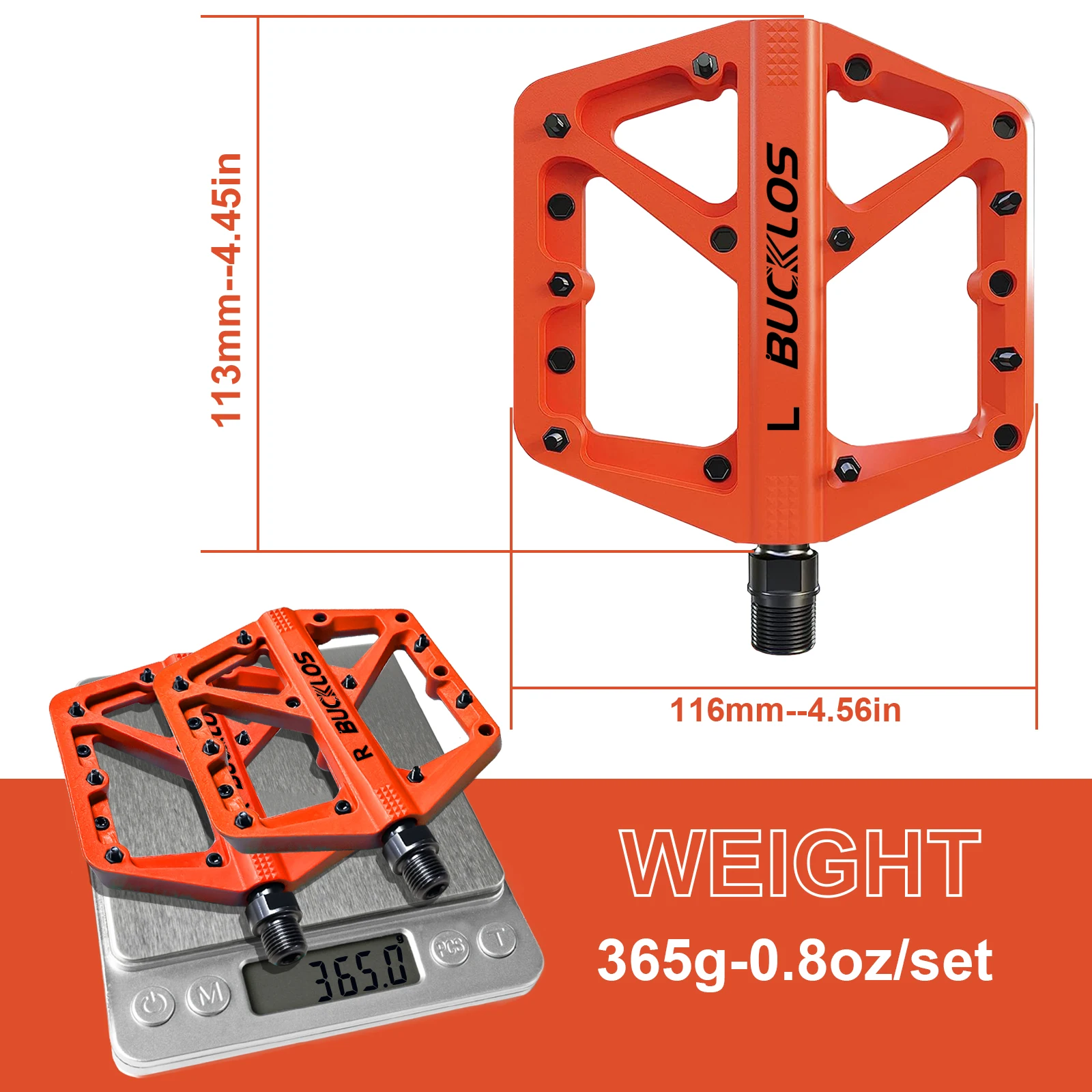 BUCKLOS Durable Nylon Flat Bike Pedals with Sealed Bearings