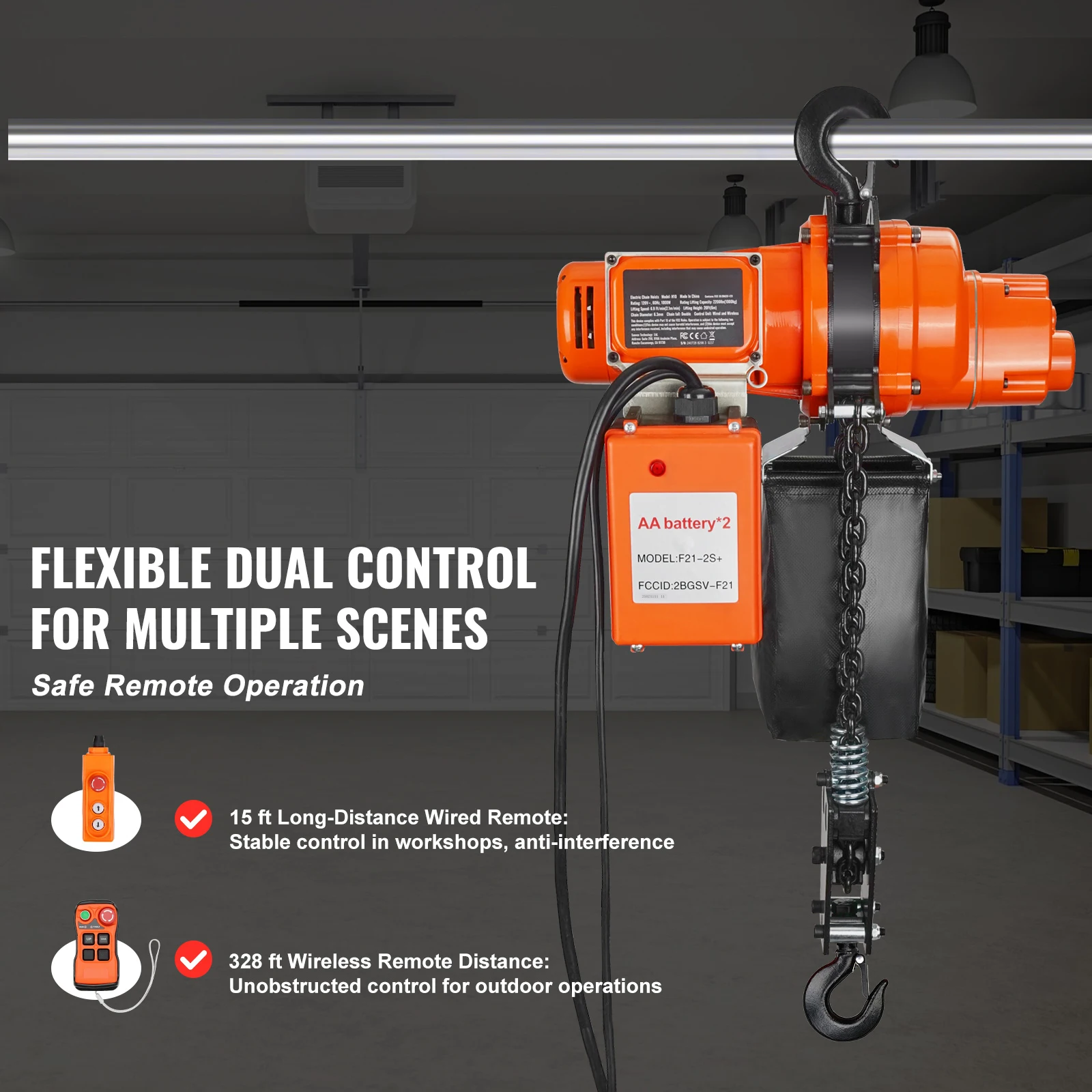 Electric Chain Hoist 2200 lbs Single Phase Overhead Crane