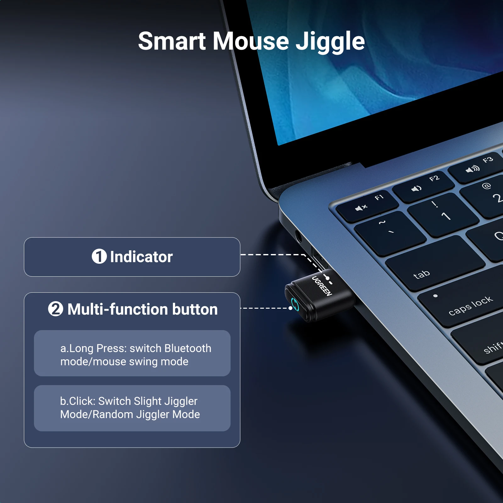 Wireless USB Adapter Mouse Jiggler USB Wireless Bluetooth Dongle Adapter Mouse Mover with Switch Button Shaker 2 Jiggle Modes Keep PC Awake