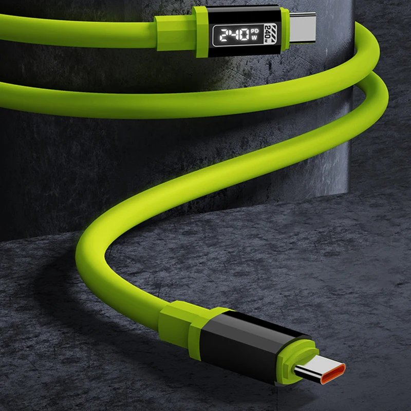?? 전원 표시 기능이 있는 240W USB C 케이블 휴대폰용 고속 충전 충전기 유형 C 코드 1-2m