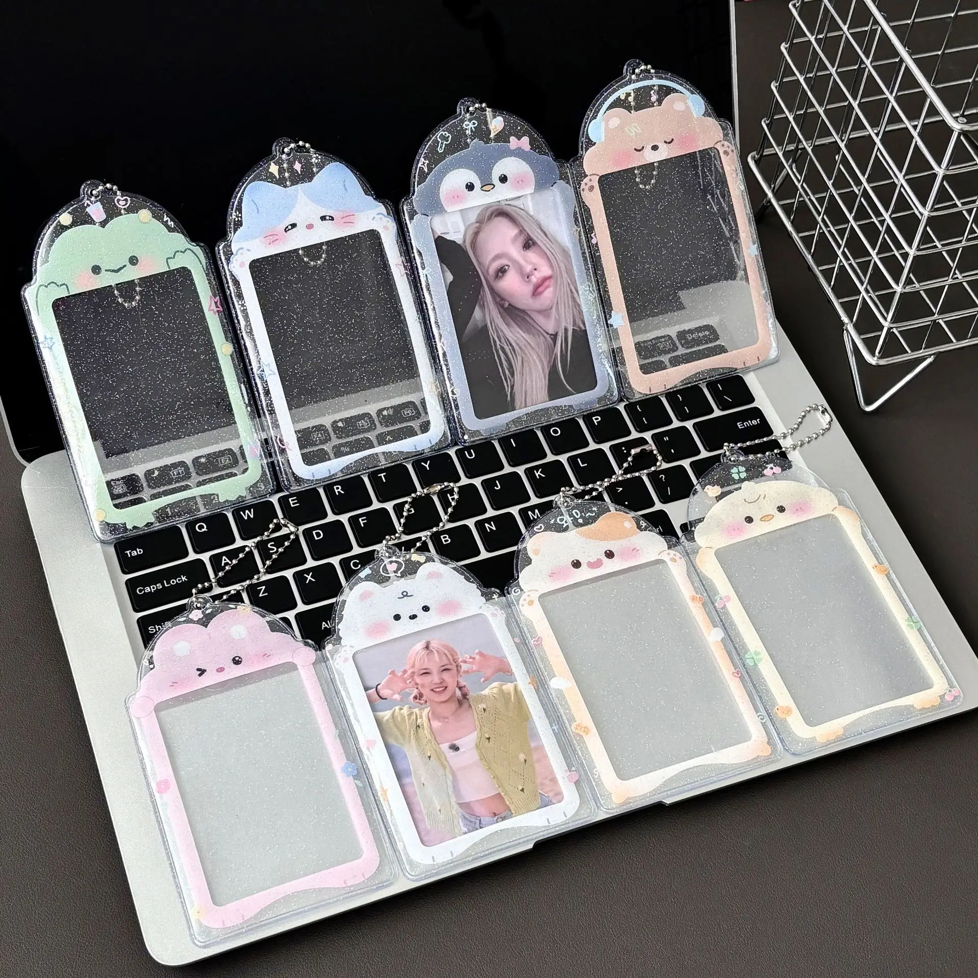Kpop Photocard Holder with Chain Clear PVC Cover 1Pcs