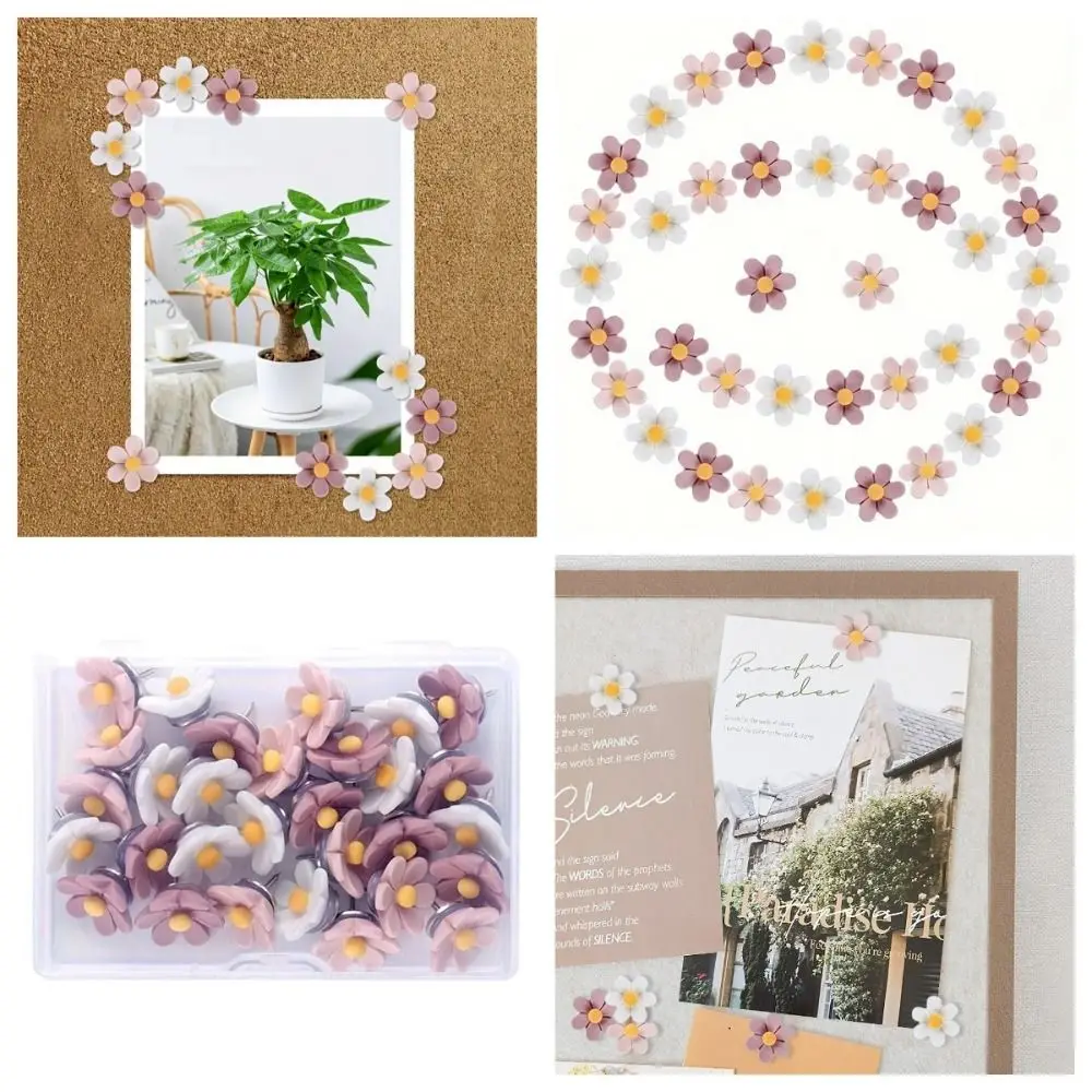 20/30/50Pcs 휴대용 크리 에이 티브 6 꽃잎 꽃 푸시핀 DIY 사진 벽 장식 보드 푸시 핀 귀여운 재사용 가능한 엄지 못 코르크 보드