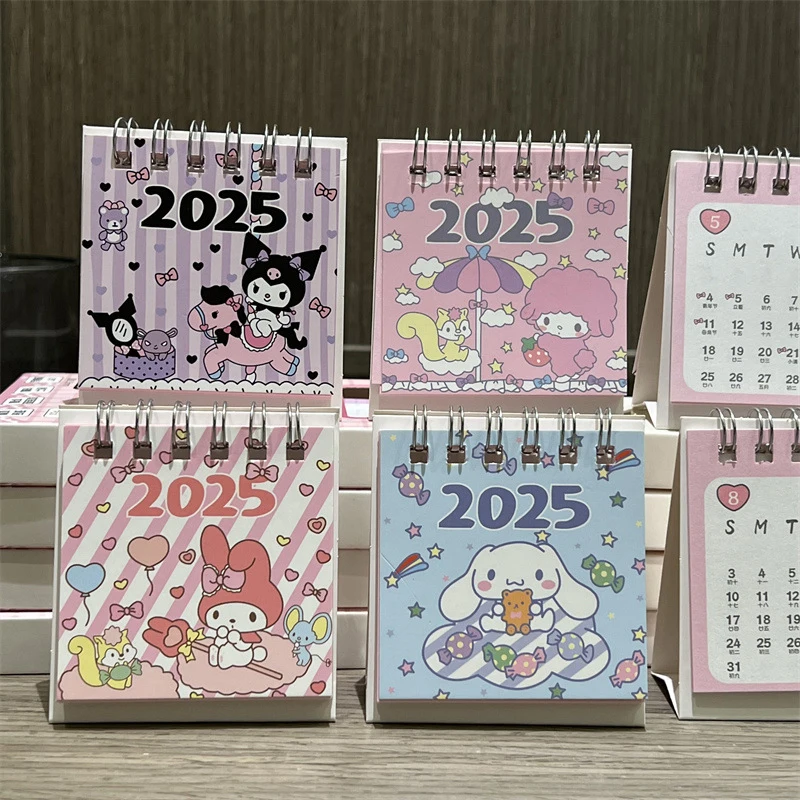 Desk Calendar Sanrio Hello Kitty Calendars Standing Desktop Mini Office Monthly Table Calendars Stand Portable Up Calendar Office Decor