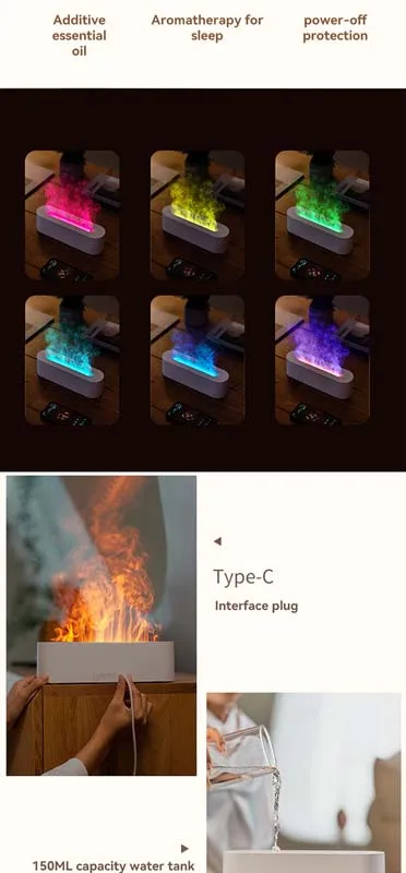 Description Picture 6 of item7 Color Upgraded Ultrasonic Aromatherapy Fire Air Essential Oil Diffusers Cool Flame Diffuser Humidifier