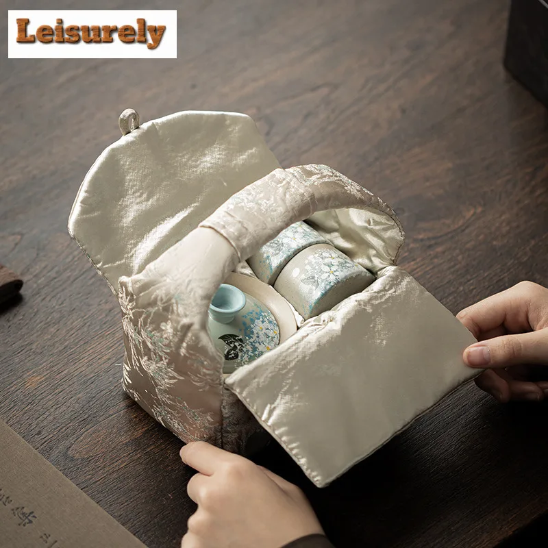 Woven Cotton Anti-collision Tea Cozies Vintage Insulated Teapot Tea Cozy for Teapot Portable Bag Travel Tea Set Bag Cafes Craft