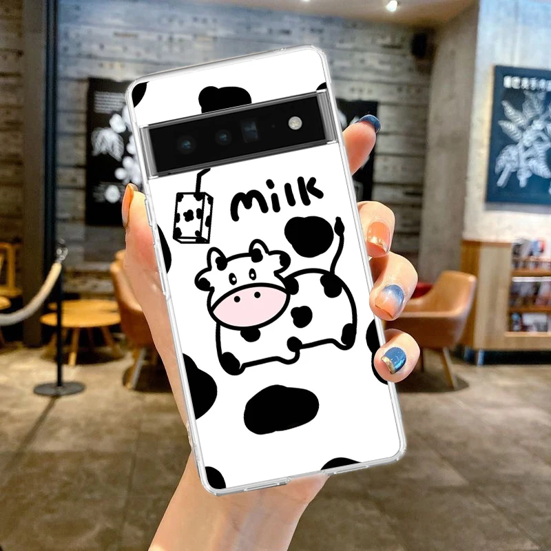 Süße Milchkuh Handy hülle Abdeckung für Google Pixel 8 7 6 5 4 4xl stoß festes Silikon 7a 6a 5a 4a 3a 3axlpro 5g transparente Hülle – Detail 1
