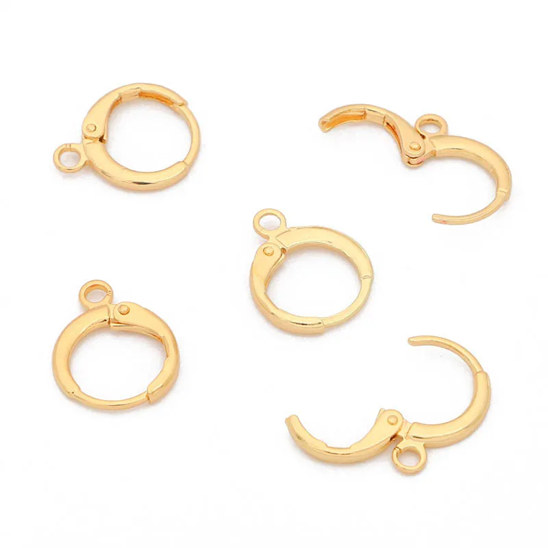 

12MM 14K Gold Color Brass Round Circle Earrings Hoops High Quality Jewelry Making Supplies Diy Findings Accessories