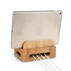 Simple Phone Tablet Stand Charging Organizer Box Partitioned Large Capacity Natural Bamboo Smooth Polished Safe To Touch Storage 3