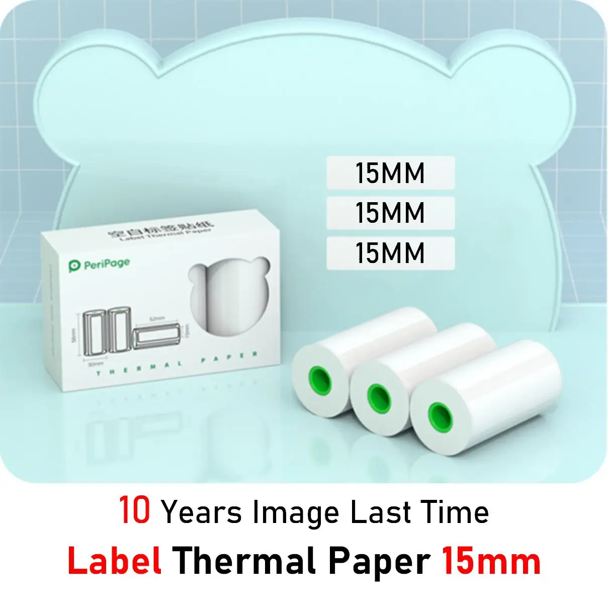 

15mm White Lable Color Bear Label Sticker Thermal Stickers 57X30mm BPA Free Suitable for Peripage A6 A8 Thermal Printer 3 Rolls