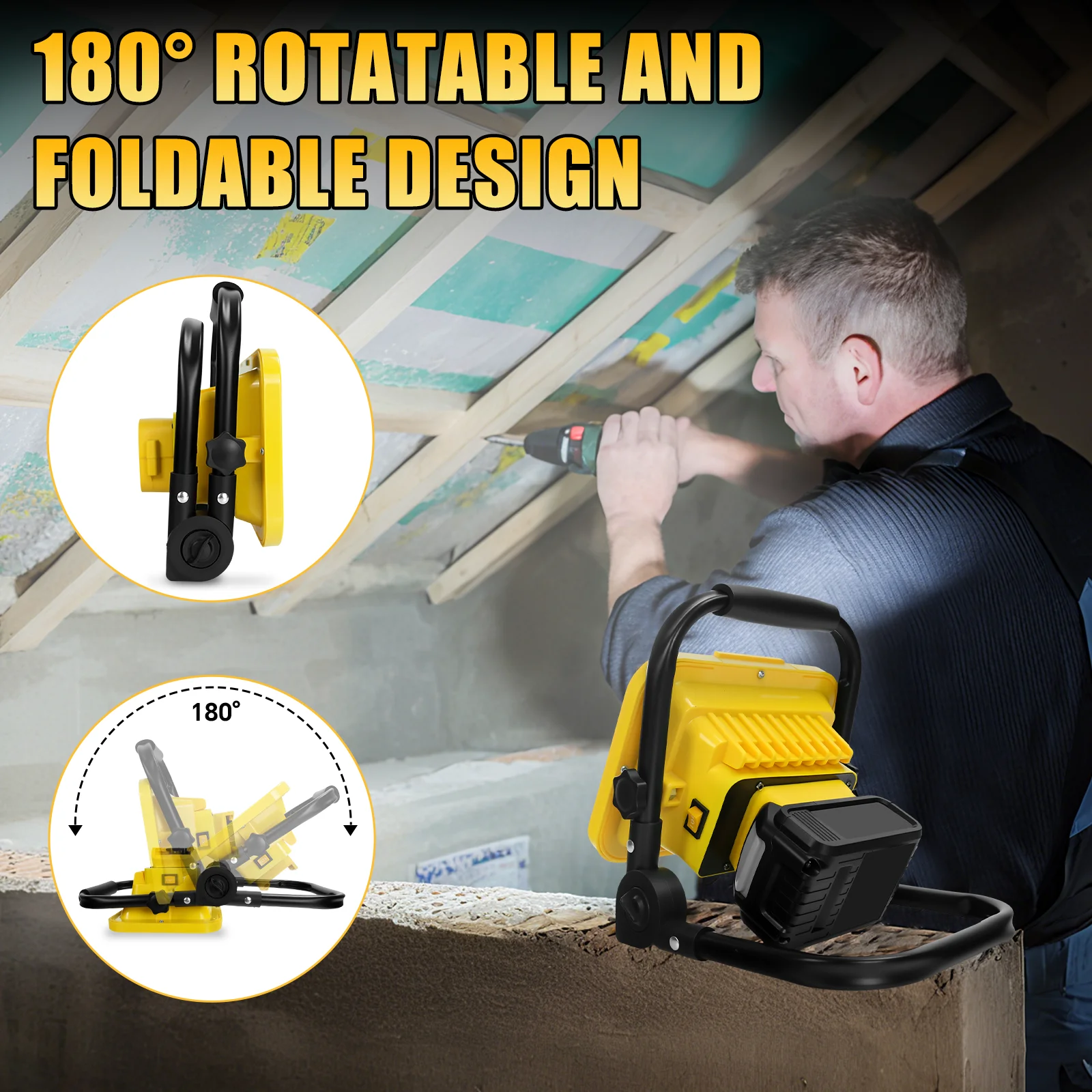 Cordless LED Work Light 50W 5000LM Portable Flood Light Outdoor Camping Fishing