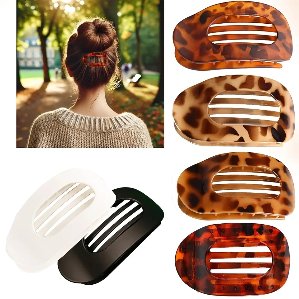 AerLiia 4 Pcs Flat Hair Claw Clips Curved Design Duckbill Hair Clips