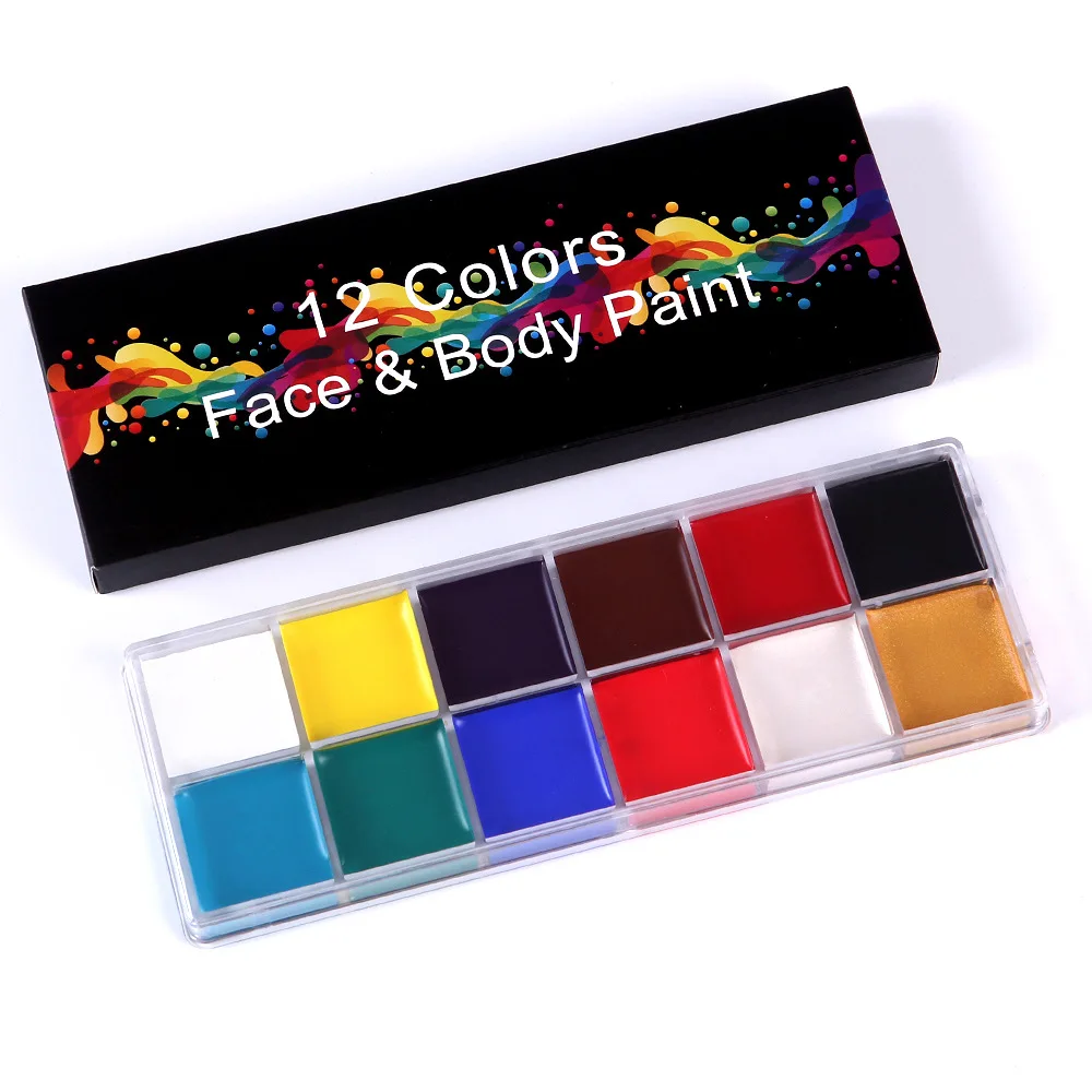 12 colors face&body paint child can use Performance makeup paint palette Halloween makeup festival