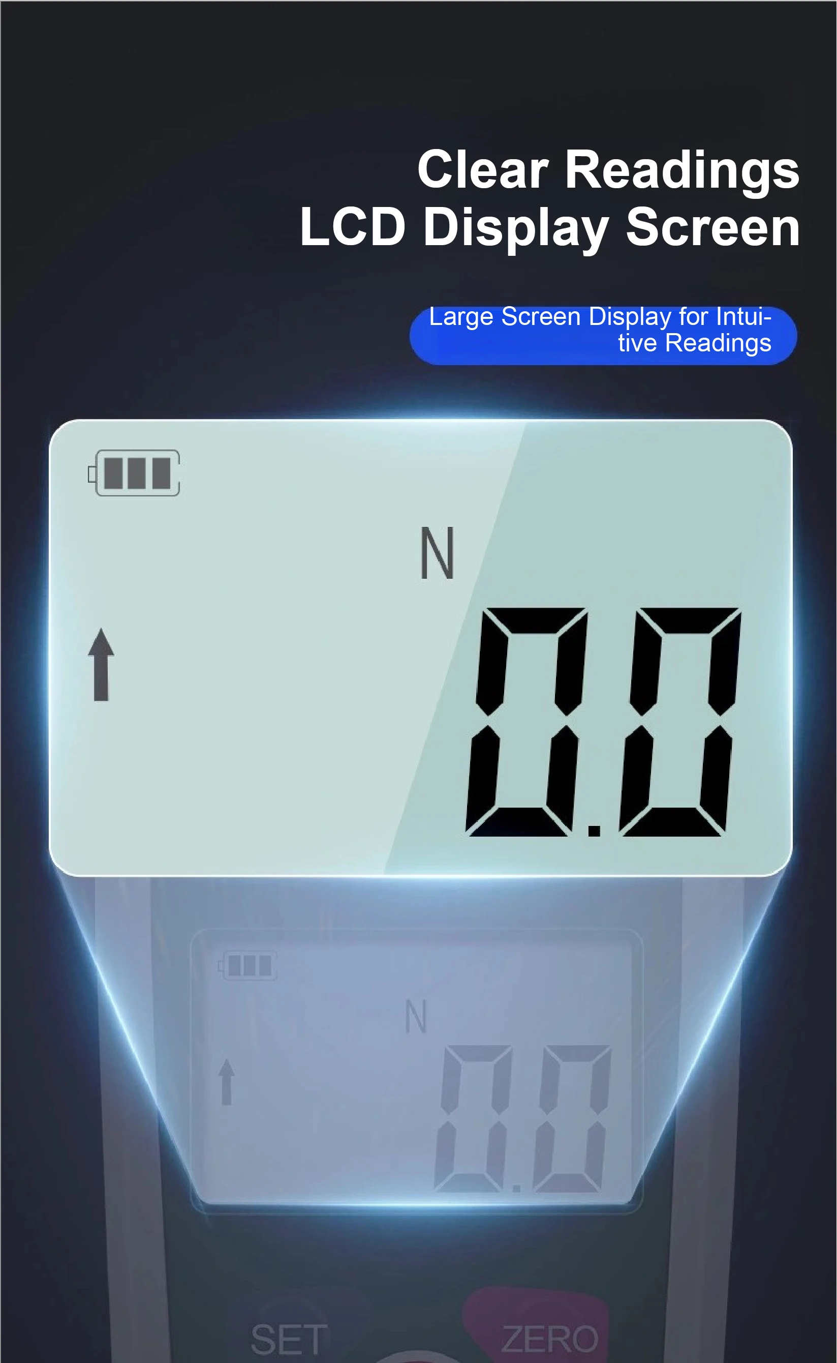 ZMF Mini Push Pull Force Gauge 10N 500N LCD Digital Force Meter N Kg Lb oz for C