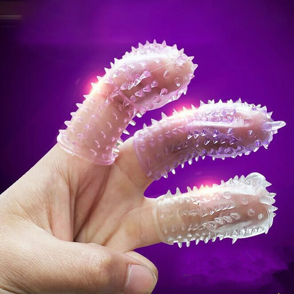 Finger Condoms Thorn Vibrating Sleeve Masturbator Extender Dotted Clitoral Orgasmic GSpot Stimulator Sex Toys For Women 3pcs