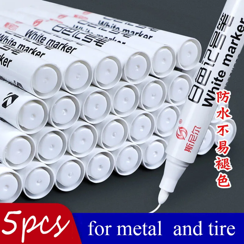 Metal Oily White Marker Pen Graffiti Pens Waterproof Permanent Gel Tire Painting Tyre Tread Pen 5/4/3/2Pcs permanent marker pen white marker pens marker pens permanent marker permanent markers paint marker pen markers pen art markers paint pen art marker pen