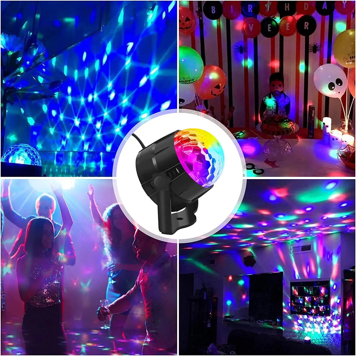 Disco Lights for Parties Multi Colour Mini Disco Ball Light Portable LED  Home Disco Lights Sound Activated DJ Lights, 2-Pack USB Rechargeable Disco  Lights for Kids, Car, DJ, Party, Bar, Christmas 