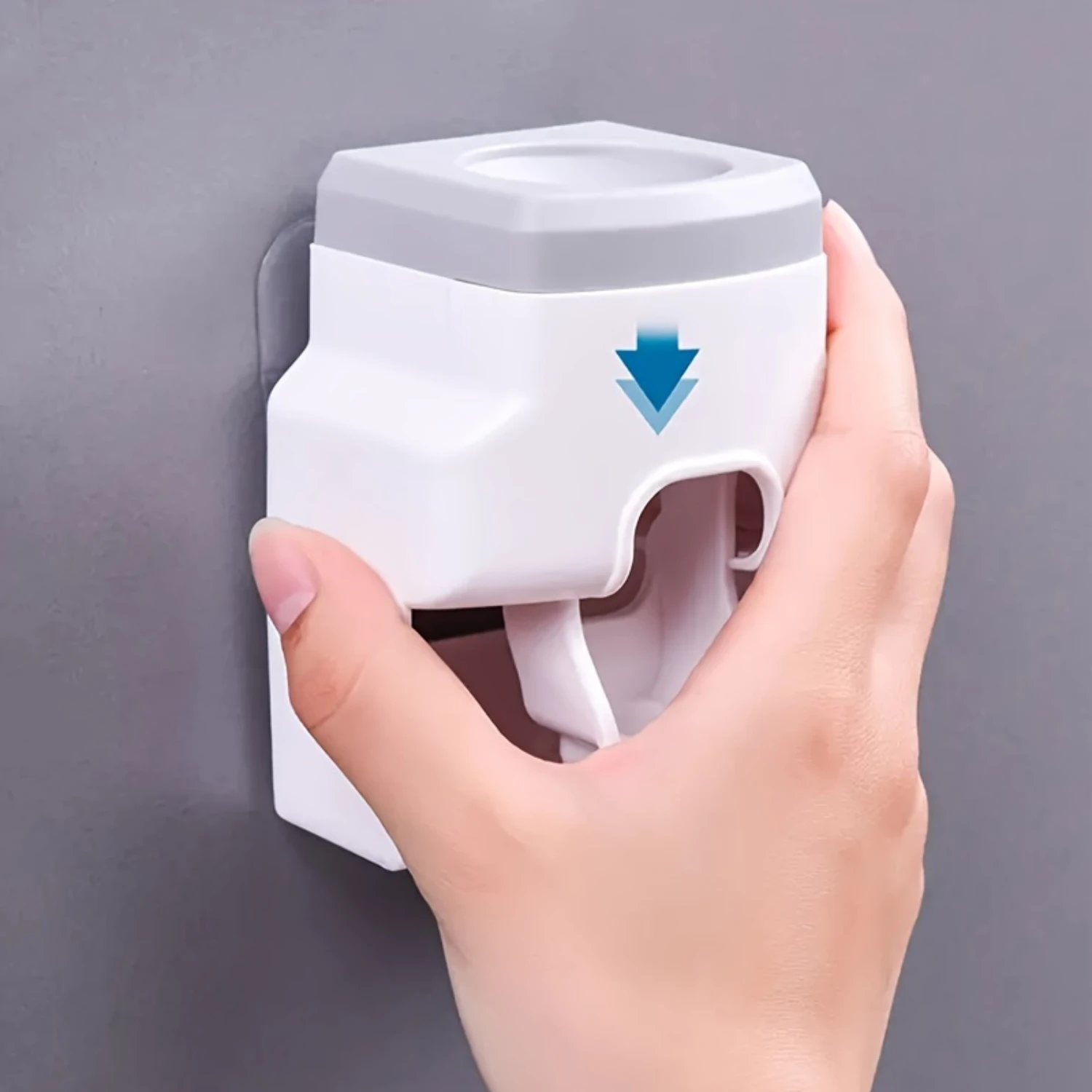1pc Wall-mounted Automatic Toothpaste Dispenser-Convenient Squeezer, Spacious Toothbrush Holder, Compact Bathroom Organizer &