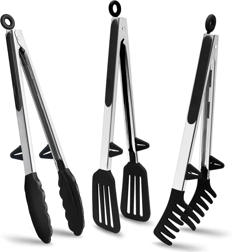 Silicone Kitchen Tongs - Non-Stick BBQ  Salad Serving Utensils