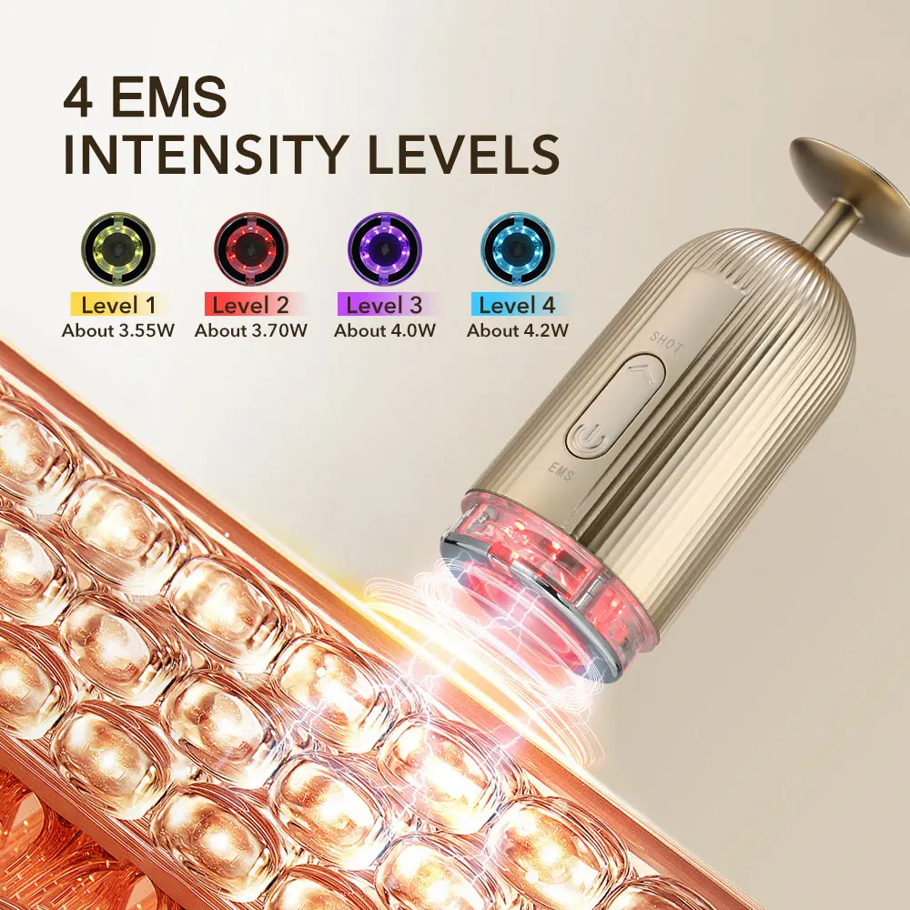 EMS Face Lifting Device Negative Vacuum Suction Firming Tightening V-Shaped Stimulator Facial Beauty Machine 4 LED Light Modes