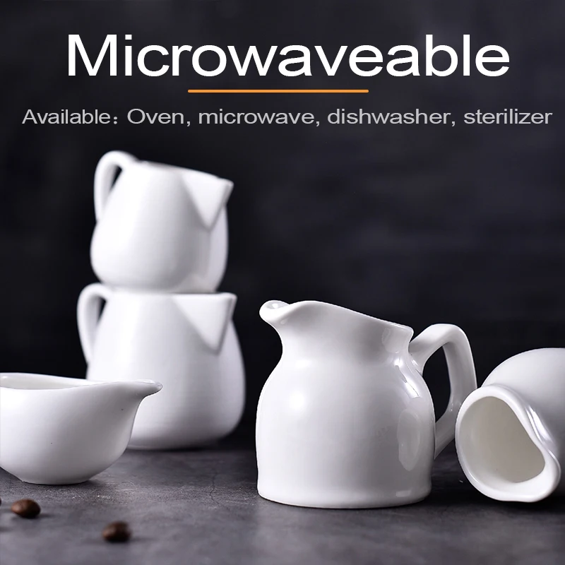 Milk Frothing Jug Coffeeware Ceramic White Handle Condiment Cup