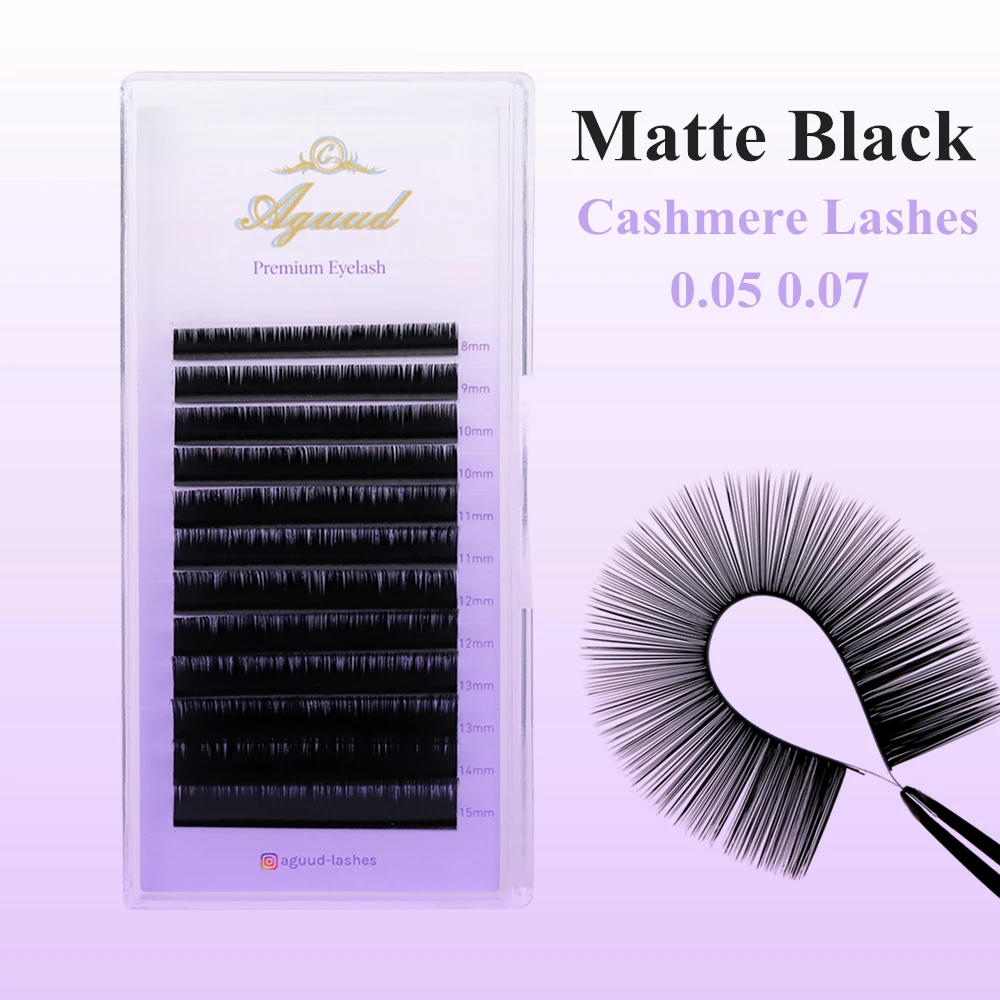 Description Picture 5 of itemAGUUD New Arrival Cashmere Eyelash Soft Matte Dark Black Handmade Premium Russian Volume Lash Extension for Pinching Fans