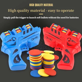 Children Flying Saucer Guns Toy Flying Disc Launcher Toy Kid Outdoor Game Foam Safety EVA Fun Sport Toy Mini Soft Bullets Battle 1