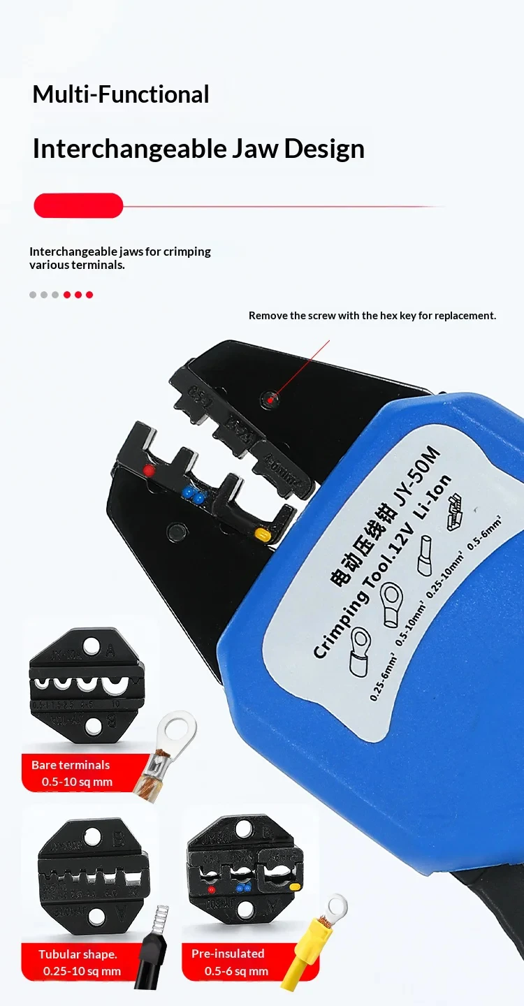JH-50M Charging Type Terminal Crimping Pliers Mini Lithium Battery Compression T