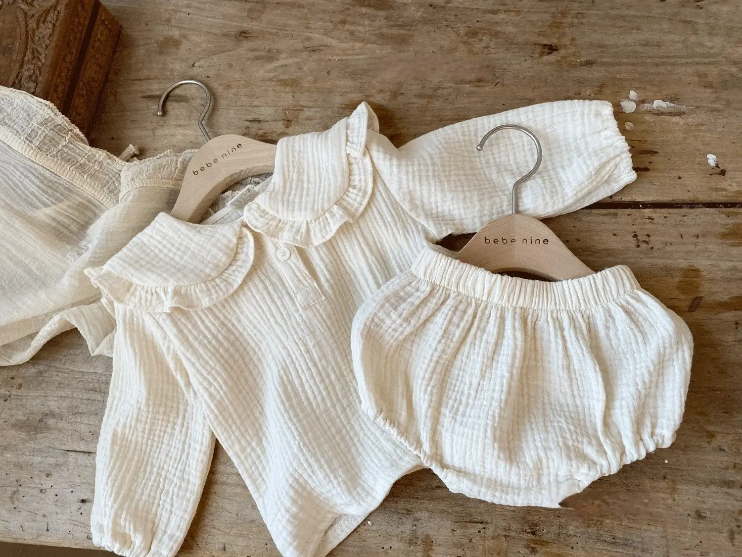 Baby Boy Girl Clothes Set Muslin Spring 0-5Y Baby Organic Cotton Lapel Navy Style Long Sleeve Tops + Shorts Newborn Sets Kids Clothes Set Two Piece Set Baby Girl Clothing Set Shorts Suit