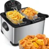 Electric Deep Fryers, 1700-Watt Triple Basket  with Timer Free Extra Odor Filter, Electric Deep Fryers 1