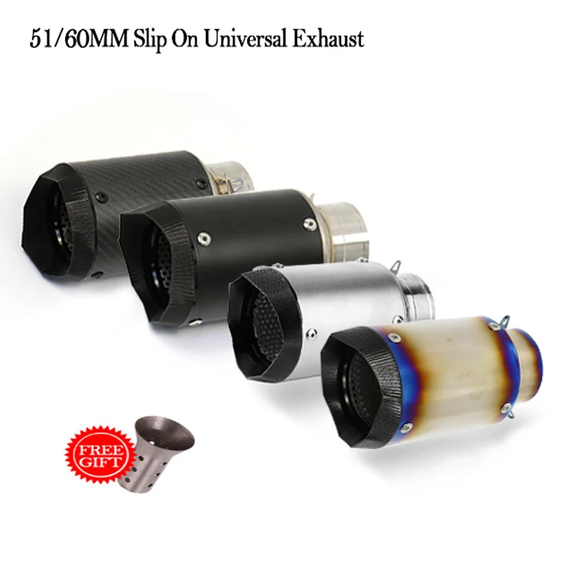 

51MM 60MM Universal Motorcycle AR Exhaust CNC Carbon Fiber titanium alloy exhaust pipe For S1000RR DUKE690 Z800 Z900 CBR1000RR