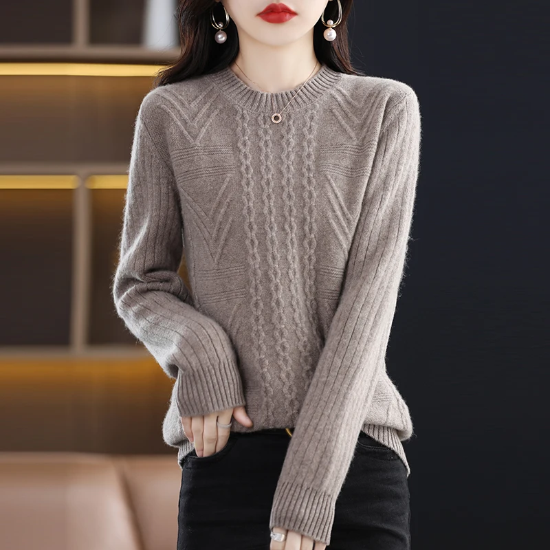 

2022 New Autumn Winter Sweater Women Knitted Fashion Loose Casual Thick Sweaters Solid Color Long Sleeve Ladies Sweater