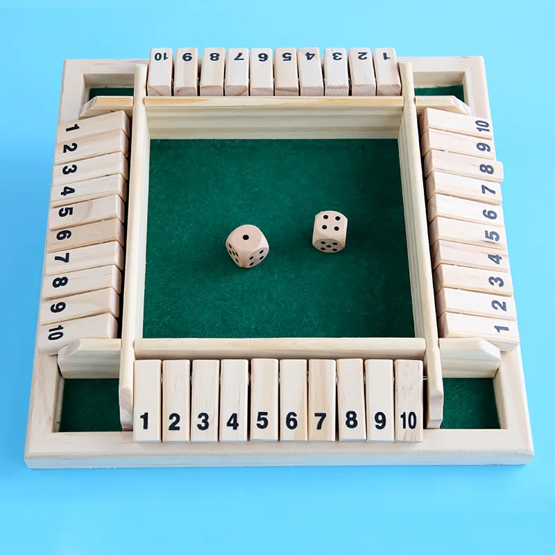 Box Dice Game 2-4 Players Classic Board Game for Adults Wooden Tabletop Game with Dices and InstructionMath Strategy Game 4