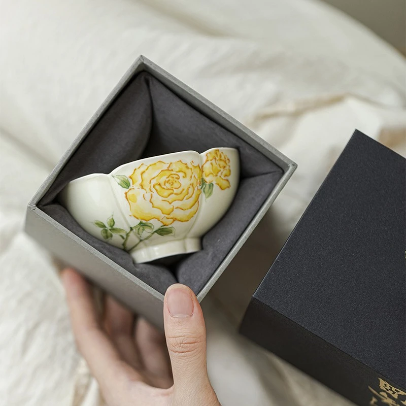 장미 꽃 입 세라믹 찻잔 가정용 단일 컵 이야기