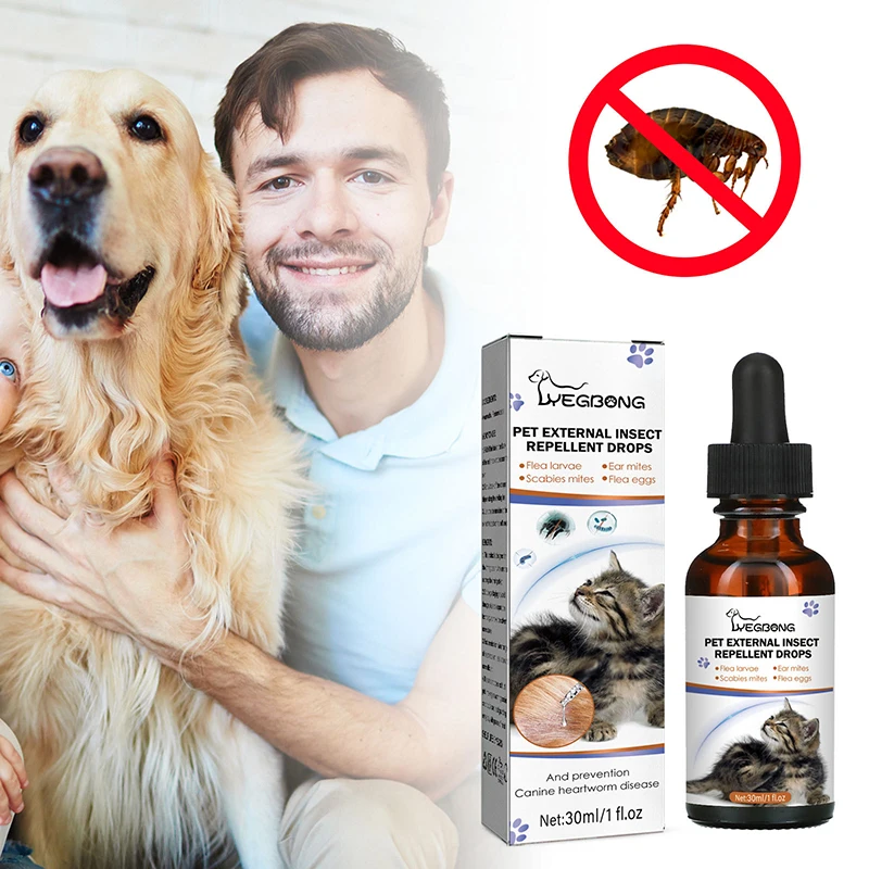 

Pet Flea Killer Drops Anti Fleas Cats Dogs Ticks Lice Mite Removal Relieve Itching Ringworm Treatment Pet Insect Removal Drops