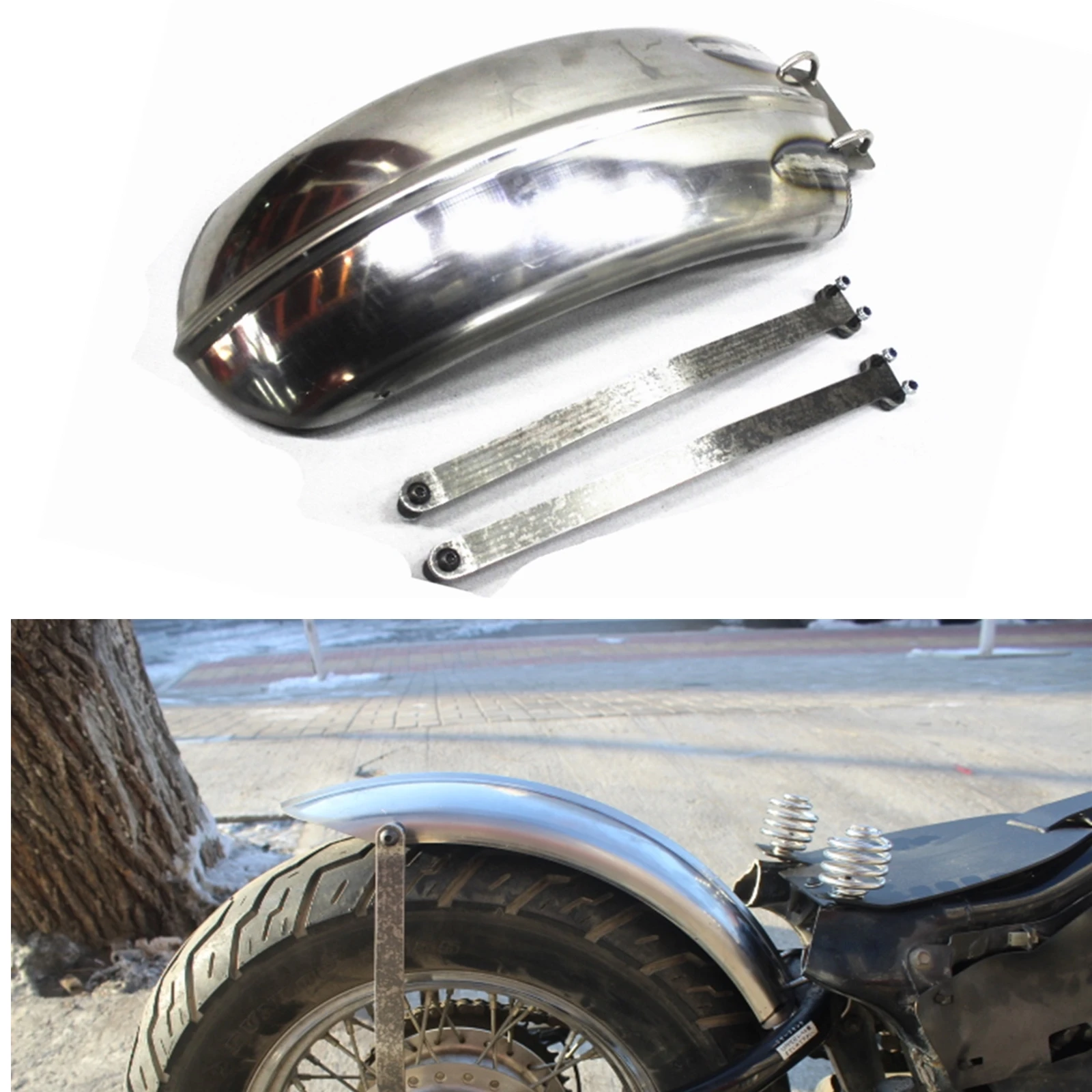 Universal Cafe Racer Motorcycle Steel Wide Rear Fender Cover Mudguard