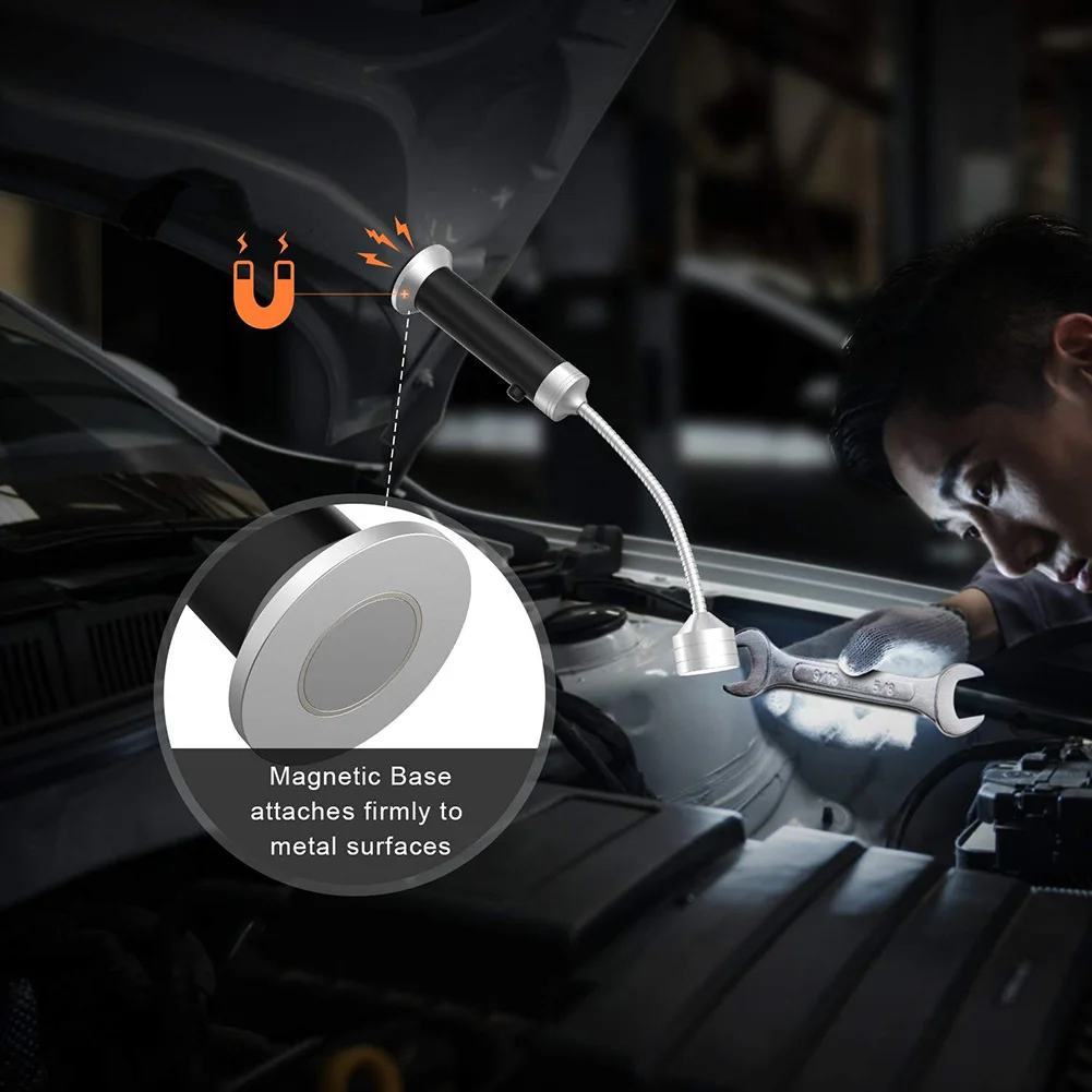 LED Flashlight BBQ Grill Light Outdoor Super Bright Magnetic Base Barbecue Lights Soft Tube Torch Lighting Lamp Adjustable