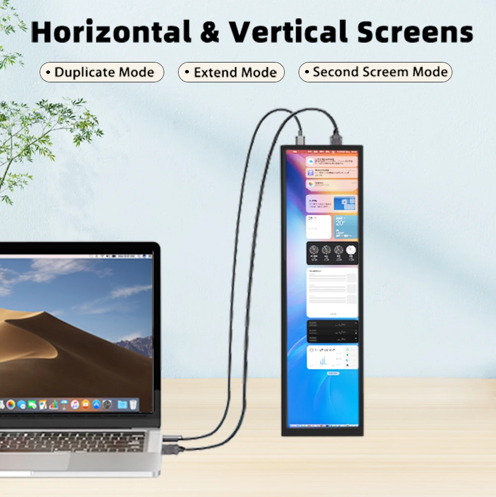 LESOWN  Ʈ ġ ũ ÷, 8.8 ġ  LCD ȭ, IPS FHD 480x1920 HDMI ޴ , ̽ PC ͸