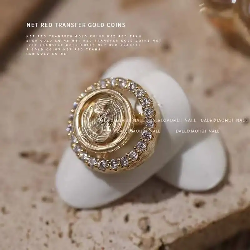 1pc 스핀 회전 달러 기호 네일 매력 바람개비 네일 아트 장식 회전 라인 석 3D Fidget Spinner Nails Charm KD2