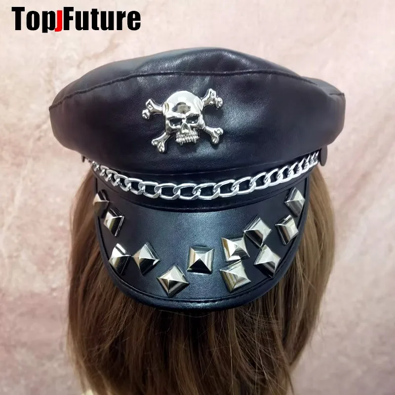 LGB 希少スカルHAT Harajuku Gothic Lolita Cool Punk Skull Spike Cap Biker