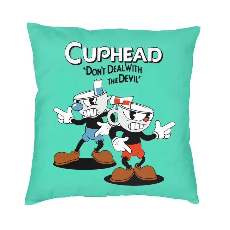 

Квадратная наволочка Cuphead And Mugman, домашние декоративные Мультяшные подушки для игр, декоративная подушка для автомобиля с двусторонним принтом