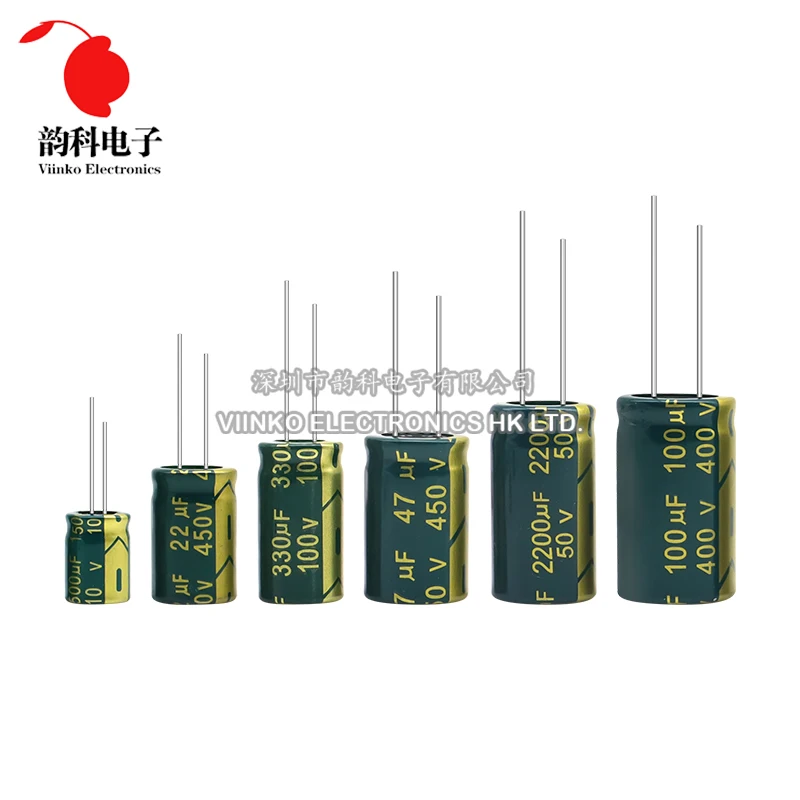aluminum capacitor 10V 16V 25V 35V 50V 400V 450V High Frequency Low ESR Aluminum Capacitor 10UF 100UF 220UF 330UF 470UF 680UF 1000UF 2200UF 3300UF
